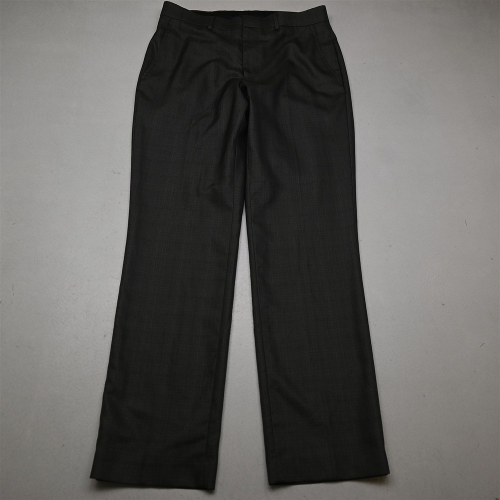 Billy London 31x32 Gray Sublte Check Flat Front Straight Dress Suit Dress Pants‎